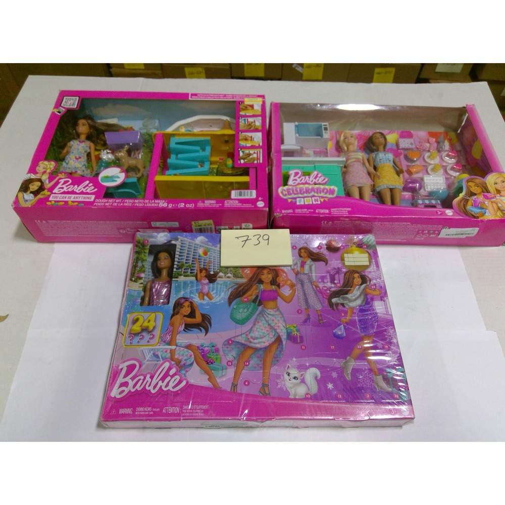 Barbie Playset Bundle 3 Sets Celebration Fun Barn Farm Advent Calendar NEW